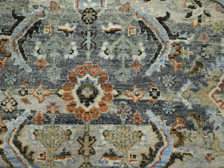 9'0" x 12'0" New Hand Knotted Grey Wool Rectangle Oriental Rug - MOA10275493