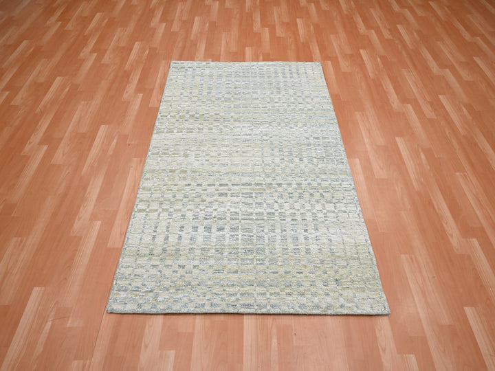 4'0" x 6'0" New Hand Knotted Brown Wool & Pure Silk Rectangle Oriental Rug - MOA10275502