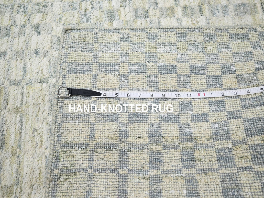 4'0" x 6'0" New Hand Knotted Brown Wool & Pure Silk Rectangle Oriental Rug - MOA10275502