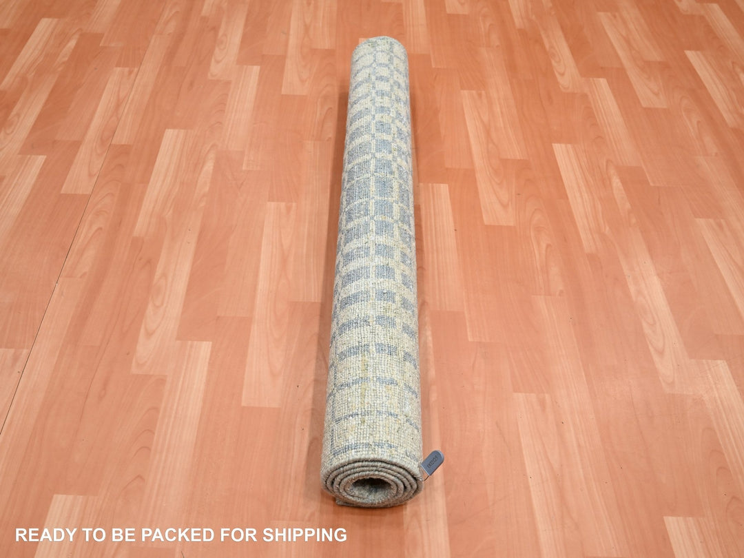 4'0" x 6'0" New Hand Knotted Brown Wool & Pure Silk Rectangle Oriental Rug - MOA10275502