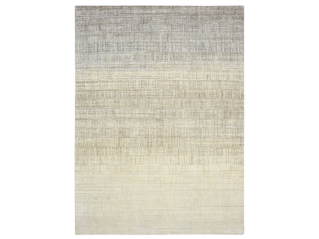 8'11" x 12'4" New Hand Knotted Ivory Wool & Silk Rectangle Oriental Rug - MOA10275505