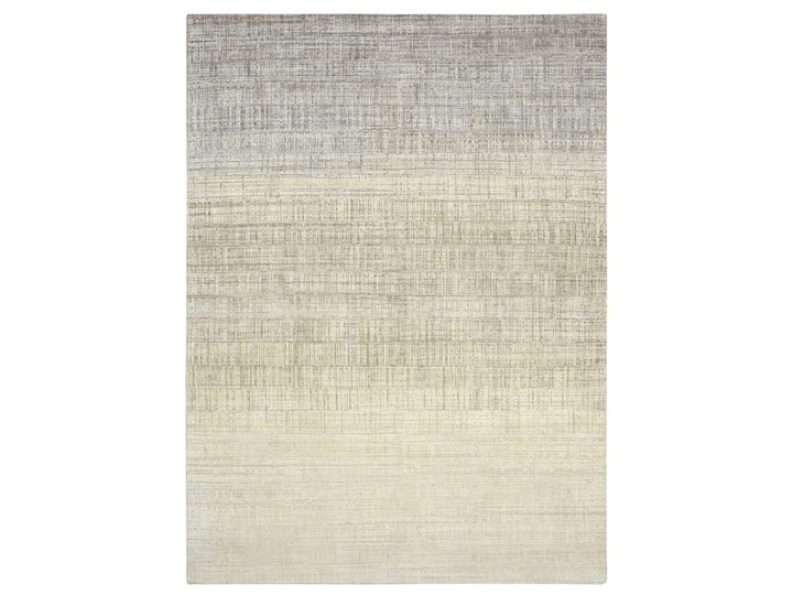 8'11" x 12'4" New Hand Knotted Ivory Wool & Silk Rectangle Oriental Rug - MOA10275505