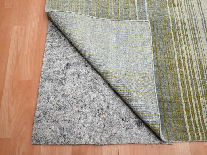 9'2" x 12'4" New Hand Knotted Grey Wool Rectangle Oriental Rug - MOA10275506