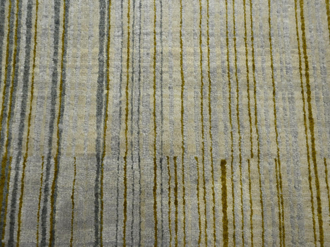 9'2" x 12'4" New Hand Knotted Grey Wool Rectangle Oriental Rug - MOA10275506
