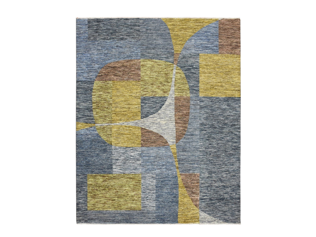 8'0" x 10'0" New Hand Knotted Grey Wool Rectangle Oriental Rug - MOA10275507