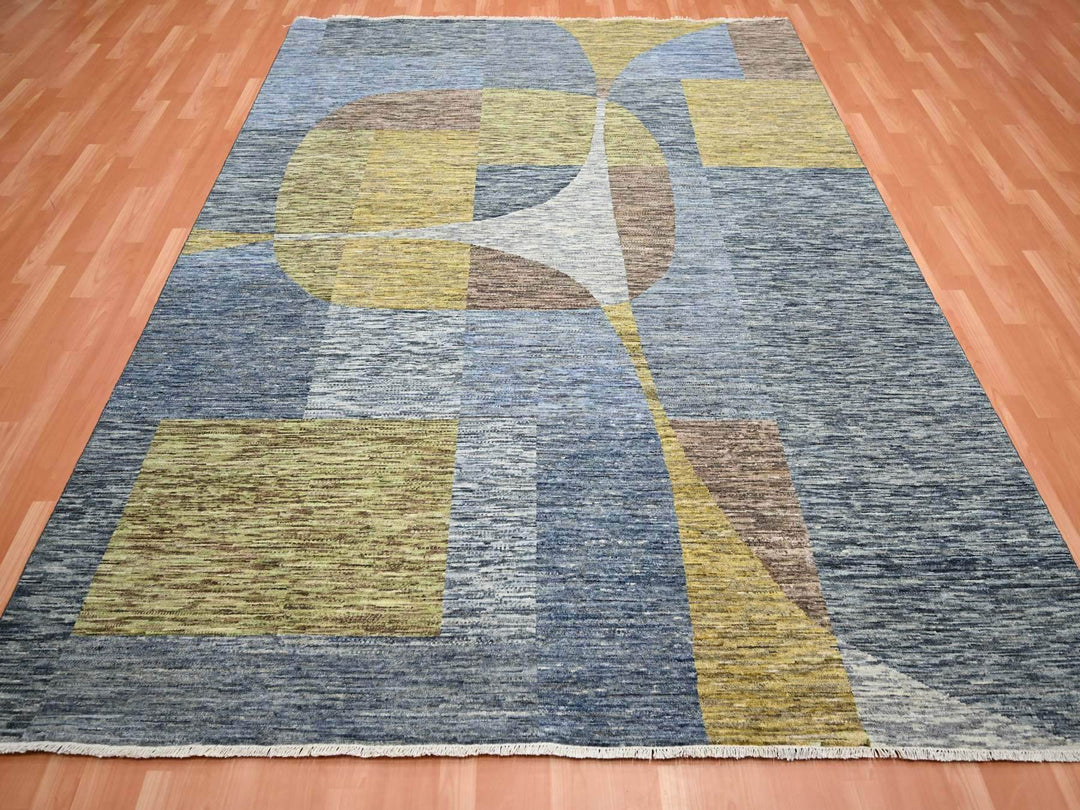 8'0" x 10'0" New Hand Knotted Grey Wool Rectangle Oriental Rug - MOA10275507