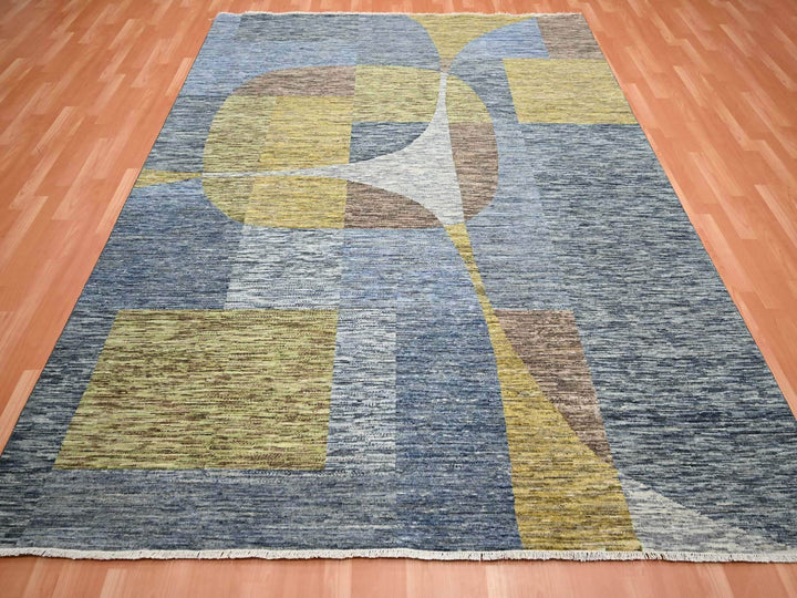8'0" x 10'0" New Hand Knotted Grey Wool Rectangle Oriental Rug - MOA10275507