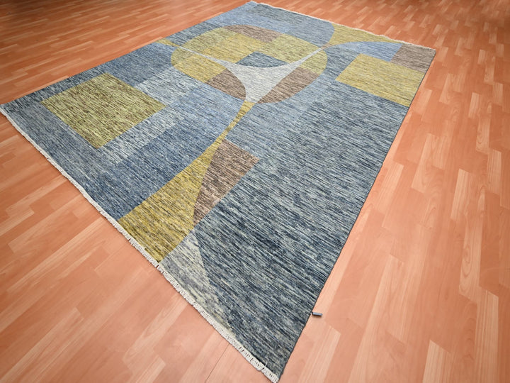 8'0" x 10'0" New Hand Knotted Grey Wool Rectangle Oriental Rug - MOA10275507
