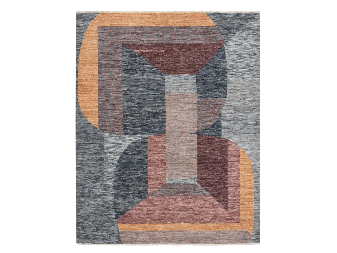 8'0" x 10'0" New Hand Knotted Grey Wool Rectangle Oriental Rug - MOA10275508
