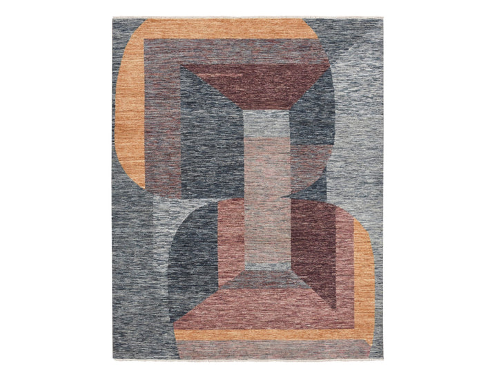 8'0" x 10'0" New Hand Knotted Grey Wool Rectangle Oriental Rug - MOA10275508