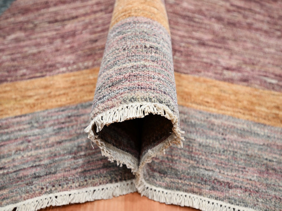 8'0" x 10'0" New Hand Knotted Grey Wool Rectangle Oriental Rug - MOA10275508