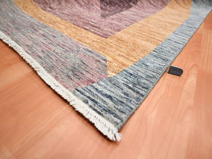 8'0" x 10'0" New Hand Knotted Grey Wool Rectangle Oriental Rug - MOA10275508