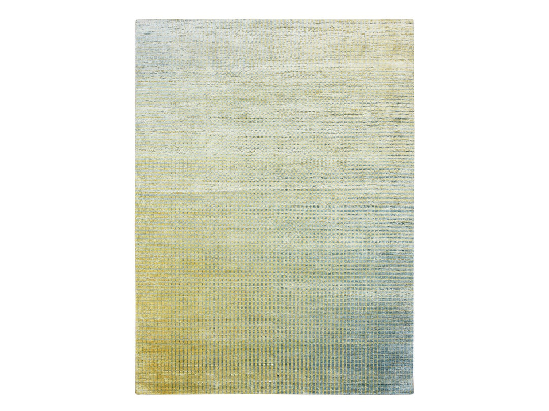 8'11" x 12'2" New Hand Knotted Yellow Wool & Pure Silk Rectangle Oriental Rug - MOA10275509