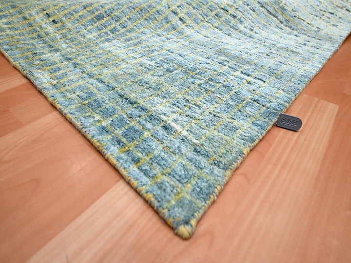 8'11" x 12'2" New Hand Knotted Yellow Wool & Pure Silk Rectangle Oriental Rug - MOA10275509