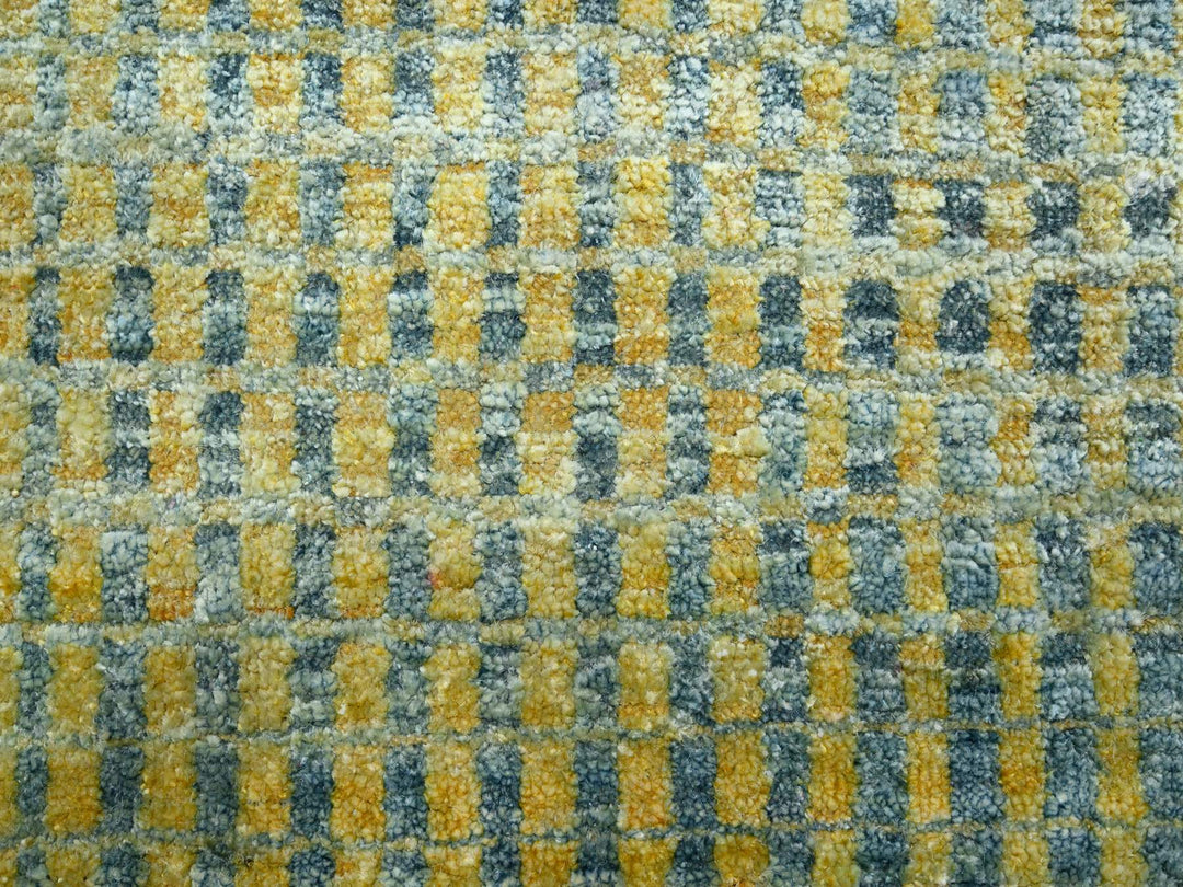 8'11" x 12'2" New Hand Knotted Yellow Wool & Pure Silk Rectangle Oriental Rug - MOA10275509