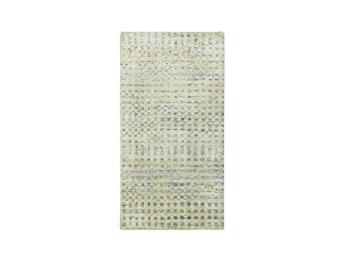2'0" x 4'0" New Hand Knotted Yellow Wool & Pure Silk Rectangle Oriental Rug - MOA10275510