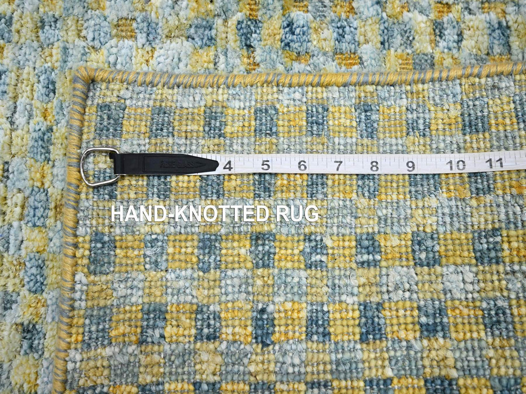 2'0" x 4'0" New Hand Knotted Yellow Wool & Pure Silk Rectangle Oriental Rug - MOA10275510