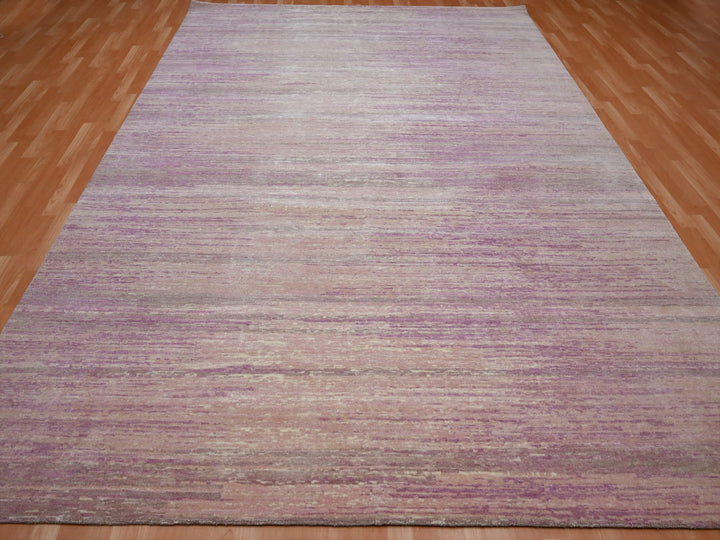 9'0" x 12'3" New Hand Knotted Pink Wool Rectangle Oriental Rug - MOA10275512