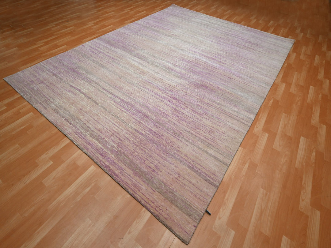 9'0" x 12'3" New Hand Knotted Pink Wool Rectangle Oriental Rug - MOA10275512