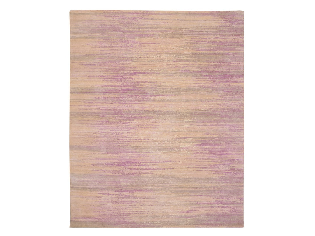 8'1" x 10'3" New Hand Knotted Pink Wool Rectangle Oriental Rug - MOA10275513