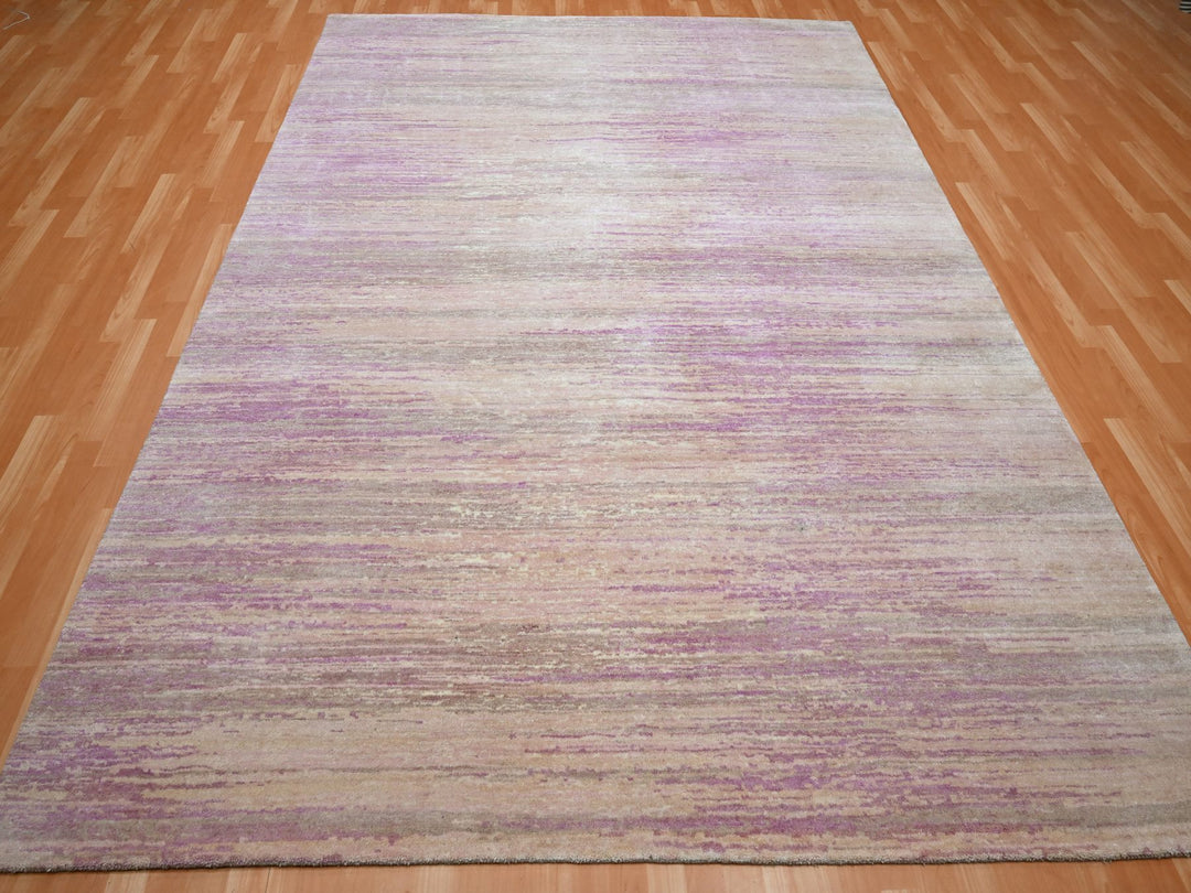 8'1" x 10'3" New Hand Knotted Pink Wool Rectangle Oriental Rug - MOA10275513