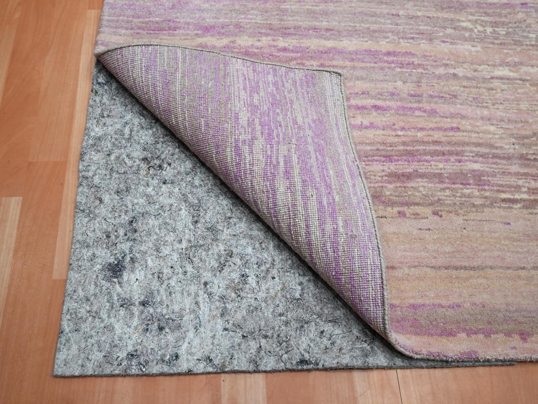8'1" x 10'3" New Hand Knotted Pink Wool Rectangle Oriental Rug - MOA10275513