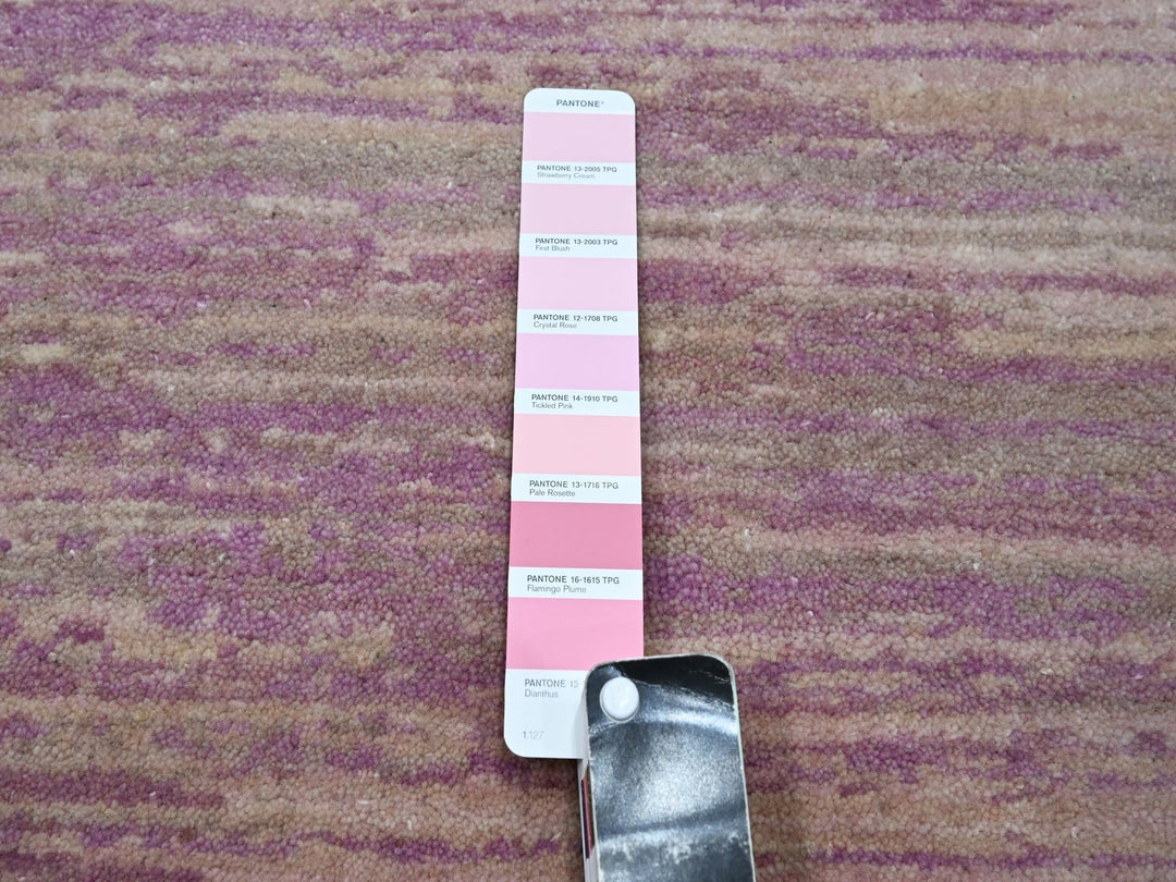 8'1" x 10'3" New Hand Knotted Pink Wool Rectangle Oriental Rug - MOA10275513