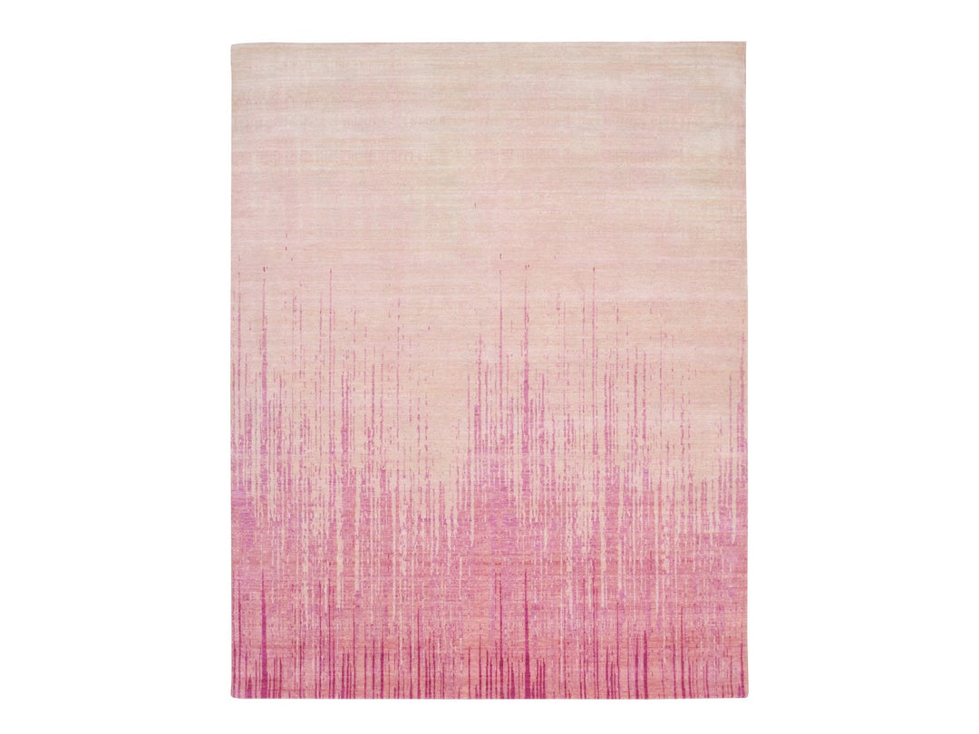 8'1" x 10'4" New Hand Knotted Pink Wool Rectangle Oriental Rug - MOA10275514