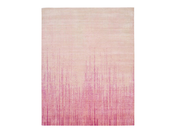 8'1" x 10'4" New Hand Knotted Pink Wool Rectangle Oriental Rug - MOA10275514