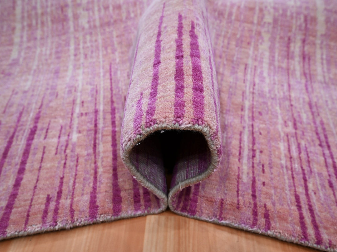 8'1" x 10'4" New Hand Knotted Pink Wool Rectangle Oriental Rug - MOA10275514