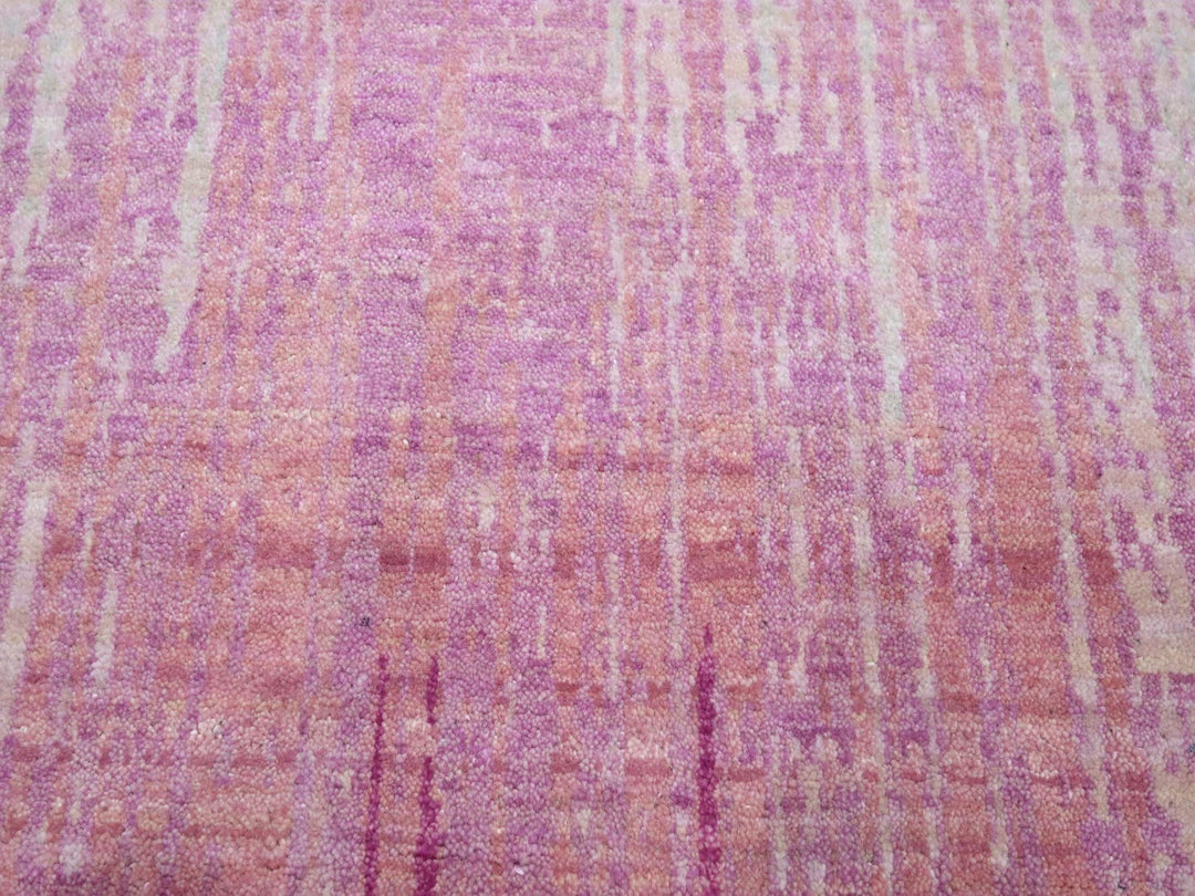 8'1" x 10'4" New Hand Knotted Pink Wool Rectangle Oriental Rug - MOA10275514