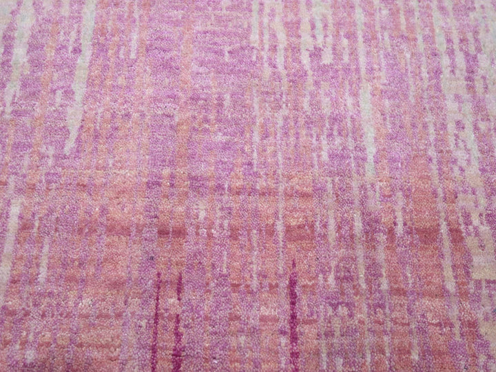8'1" x 10'4" New Hand Knotted Pink Wool Rectangle Oriental Rug - MOA10275514