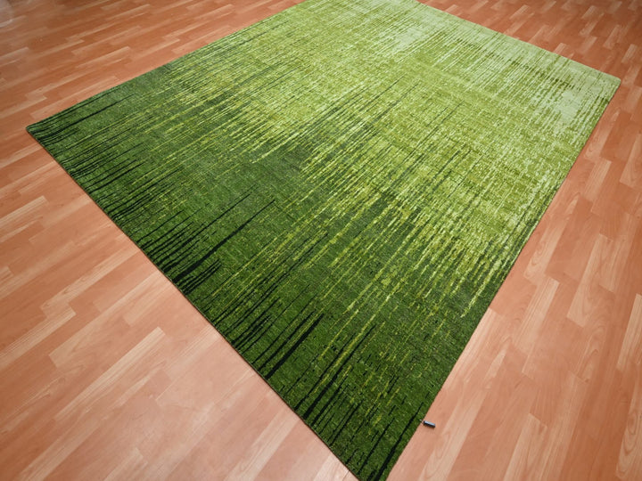 8'2" x 10'3" New Hand Knotted Green Wool Rectangle Oriental Rug - MOA10275515