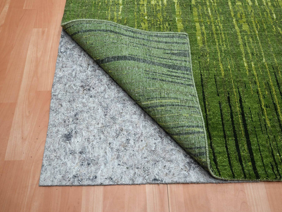 8'2" x 10'3" New Hand Knotted Green Wool Rectangle Oriental Rug - MOA10275515
