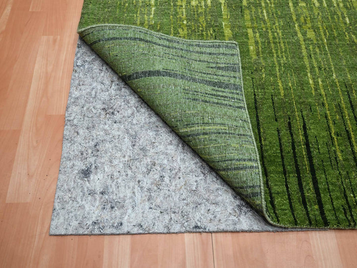 8'2" x 10'3" New Hand Knotted Green Wool Rectangle Oriental Rug - MOA10275515