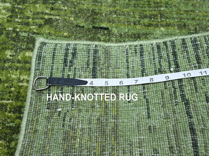3'0" x 5'3" New Hand Knotted Green Wool Rectangle Oriental Rug - MOA10275517