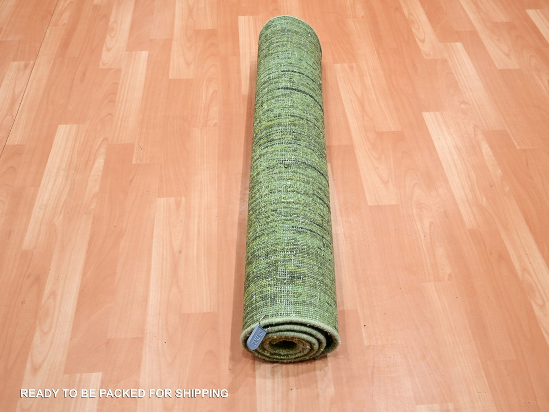 3'0" x 5'3" New Hand Knotted Green Wool Rectangle Oriental Rug - MOA10275517