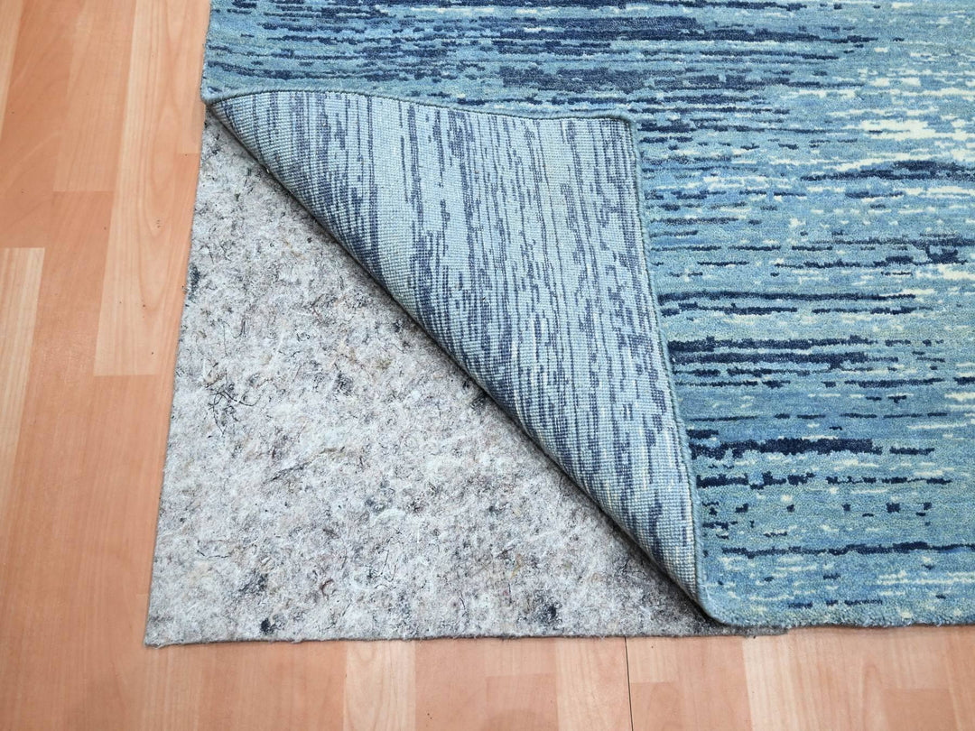 9'0" x 12'3" New Hand Knotted Blue Wool Rectangle Oriental Rug - MOA10275518