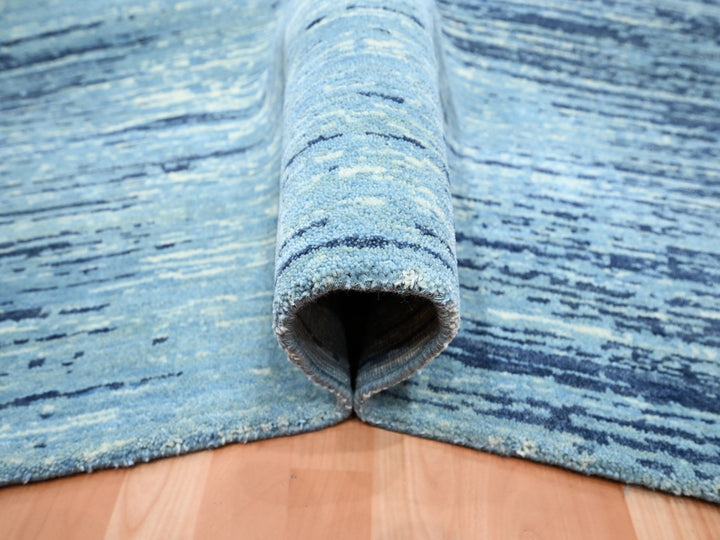 9'0" x 12'3" New Hand Knotted Blue Wool Rectangle Oriental Rug - MOA10275518