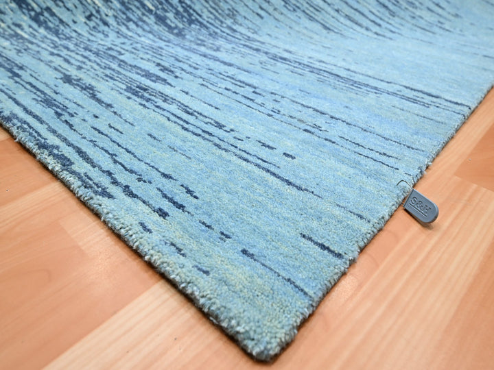 9'0" x 12'3" New Hand Knotted Blue Wool Rectangle Oriental Rug - MOA10275518