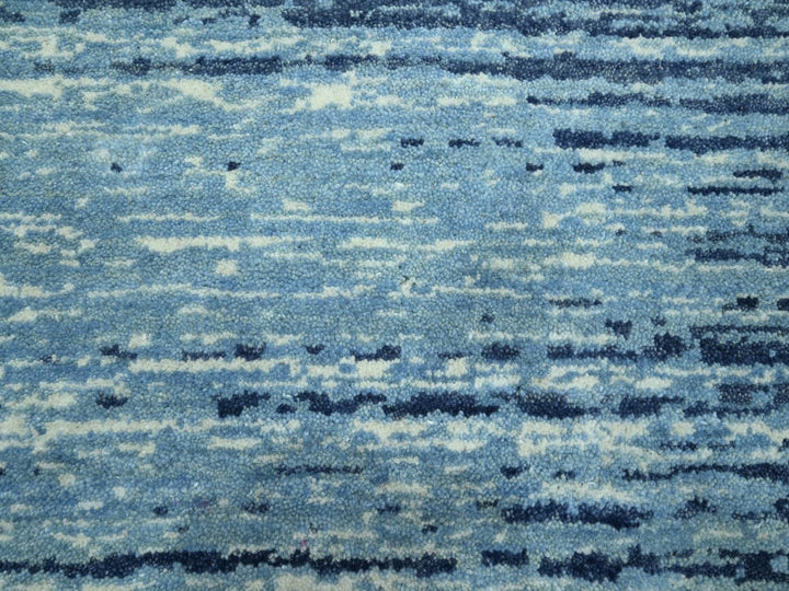 9'0" x 12'3" New Hand Knotted Blue Wool Rectangle Oriental Rug - MOA10275518