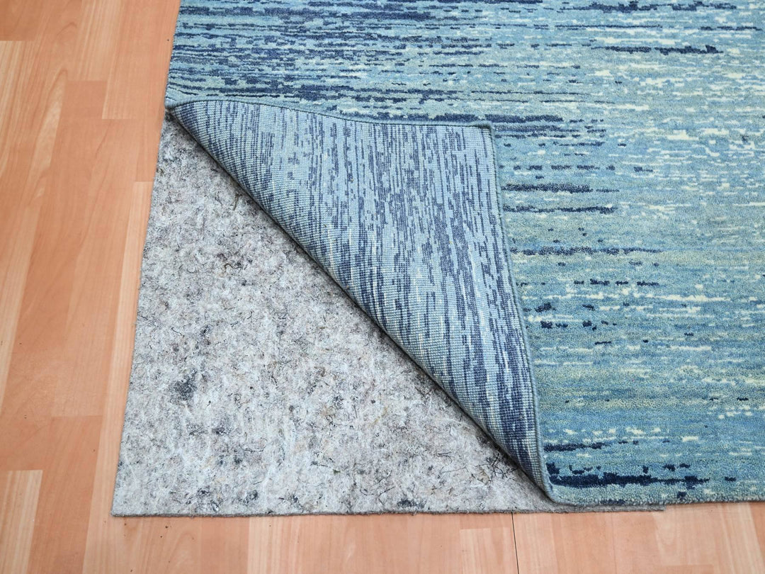 8'1" x 10'4" New Hand Knotted Blue Wool Rectangle Oriental Rug - MOA10275519