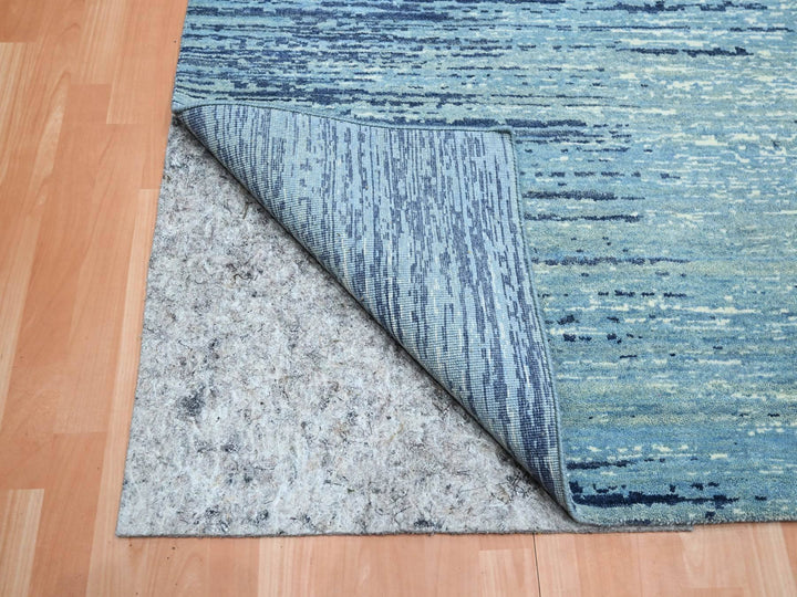 8'1" x 10'4" New Hand Knotted Blue Wool Rectangle Oriental Rug - MOA10275519