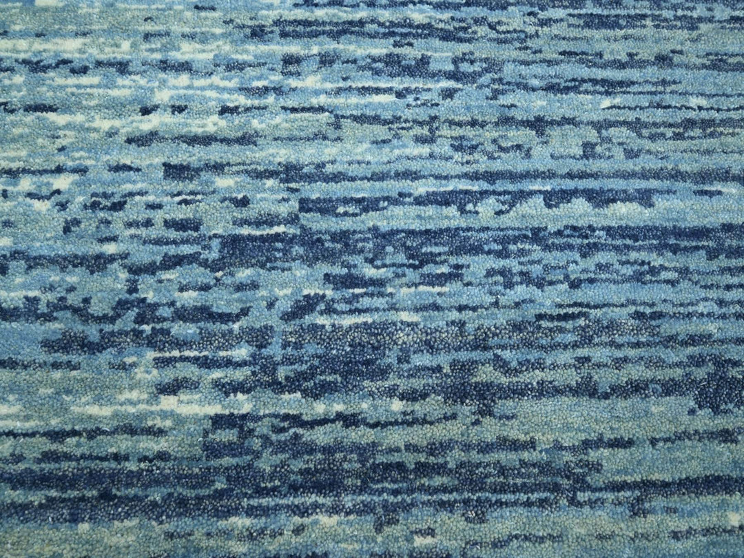 8'1" x 10'4" New Hand Knotted Blue Wool Rectangle Oriental Rug - MOA10275519