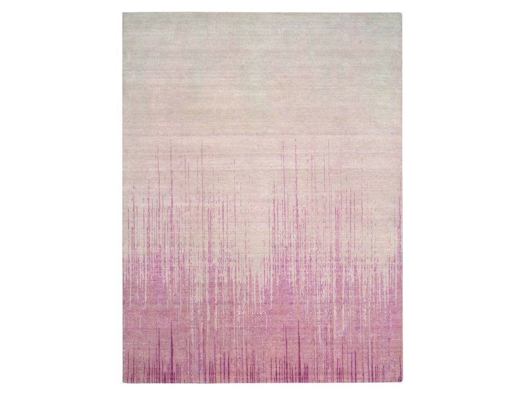 9'2" x 12'4" New Hand Knotted Pink Wool Rectangle Oriental Rug - MOA10275529