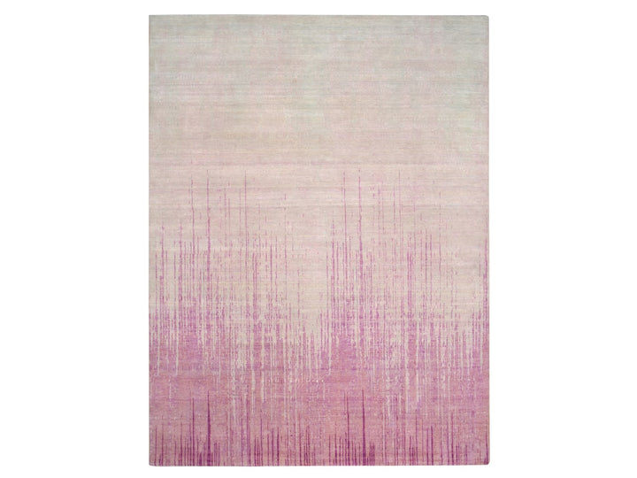 9'2" x 12'4" New Hand Knotted Pink Wool Rectangle Oriental Rug - MOA10275529