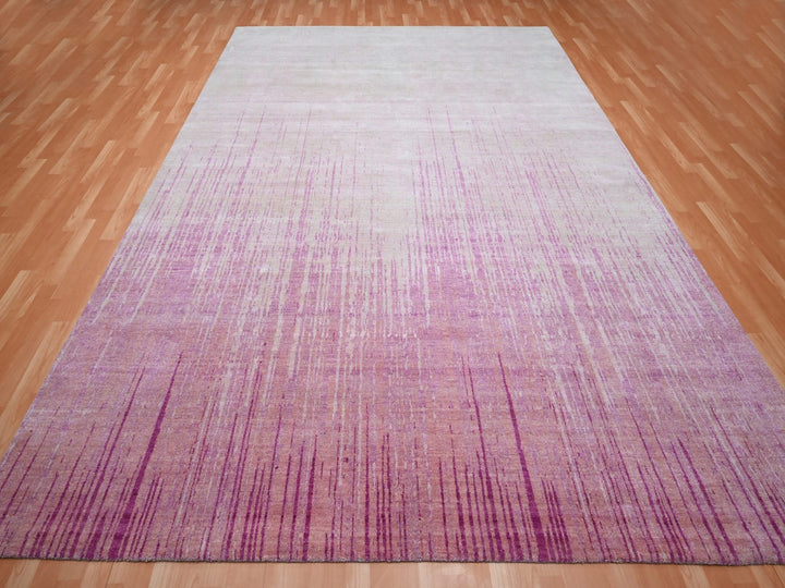 9'2" x 12'4" New Hand Knotted Pink Wool Rectangle Oriental Rug - MOA10275529