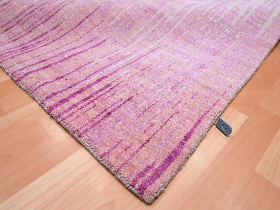 9'2" x 12'4" New Hand Knotted Pink Wool Rectangle Oriental Rug - MOA10275529