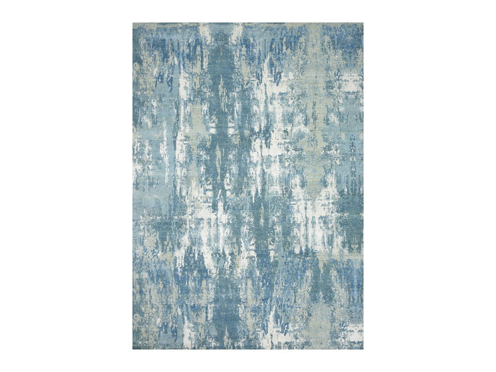 10'1" x 14'2" New Hand Knotted Blue Wool & Silk Rectangle Oriental Rug - MOA10275530