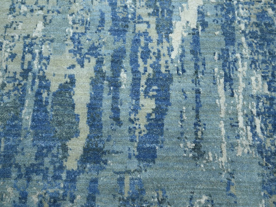 10'1" x 14'2" New Hand Knotted Blue Wool & Silk Rectangle Oriental Rug - MOA10275530